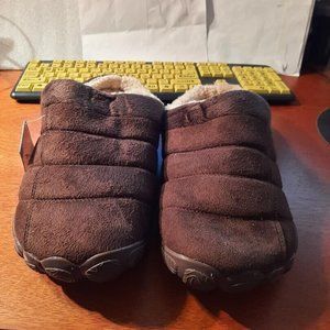 Men's Wide Toe Soft Wool Like Lined Suede Slippers Brown Size US 14.5/EU 49 New